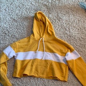 Yellow Cropped Hoodie